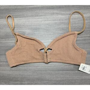 NWT Aerie Scoop bikini top tan glittery adjustable hook in the back small (S1)